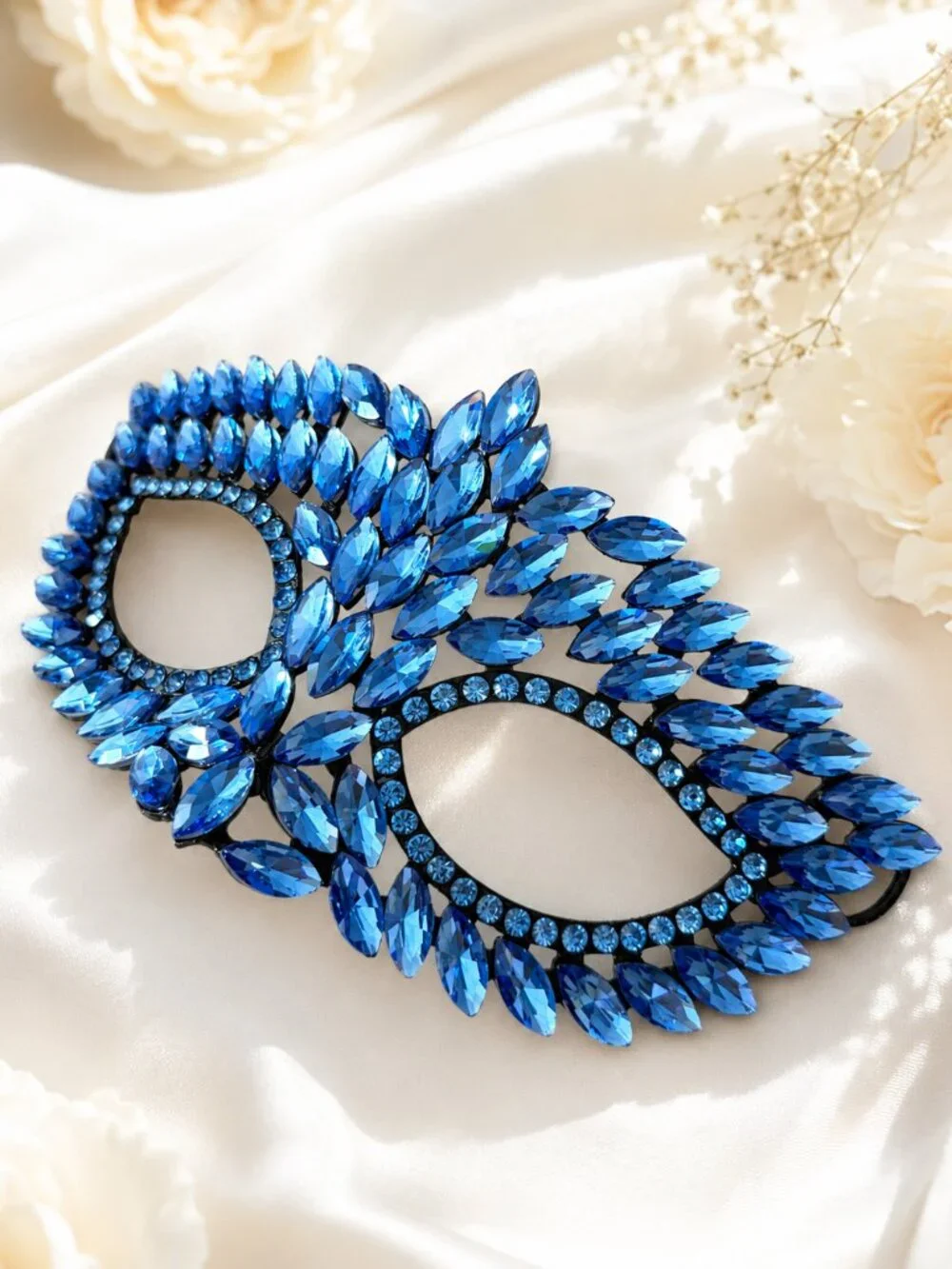 Sapphire Rhinestone Eye Mask, Masquerade Ball Accessory, Theater and cosplay